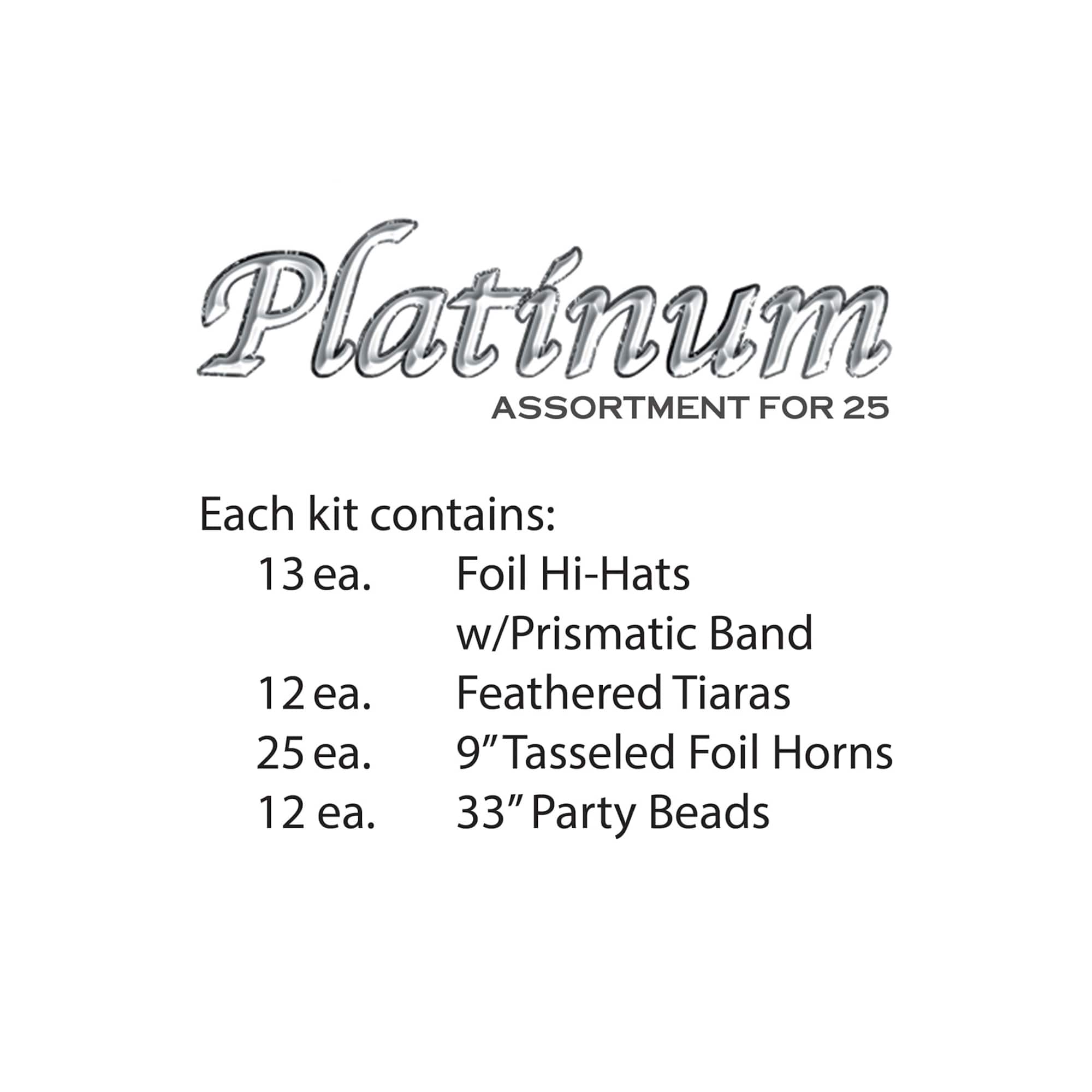 Beistle Silver & White New Year Platinum Party Favor Kit for 25